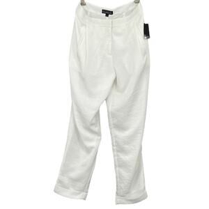 Badgley Mischka Studio Women's Size 6 Dress Pants Ivory White Cuffed Hem NWT